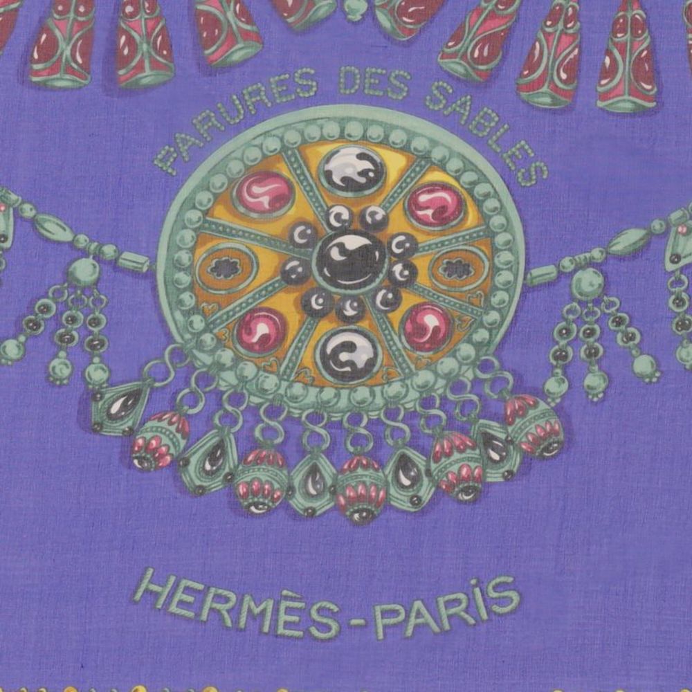 Hermes Parures Des Sables Scarf	Printed Silk	90 Blue - Picture 2 of 5